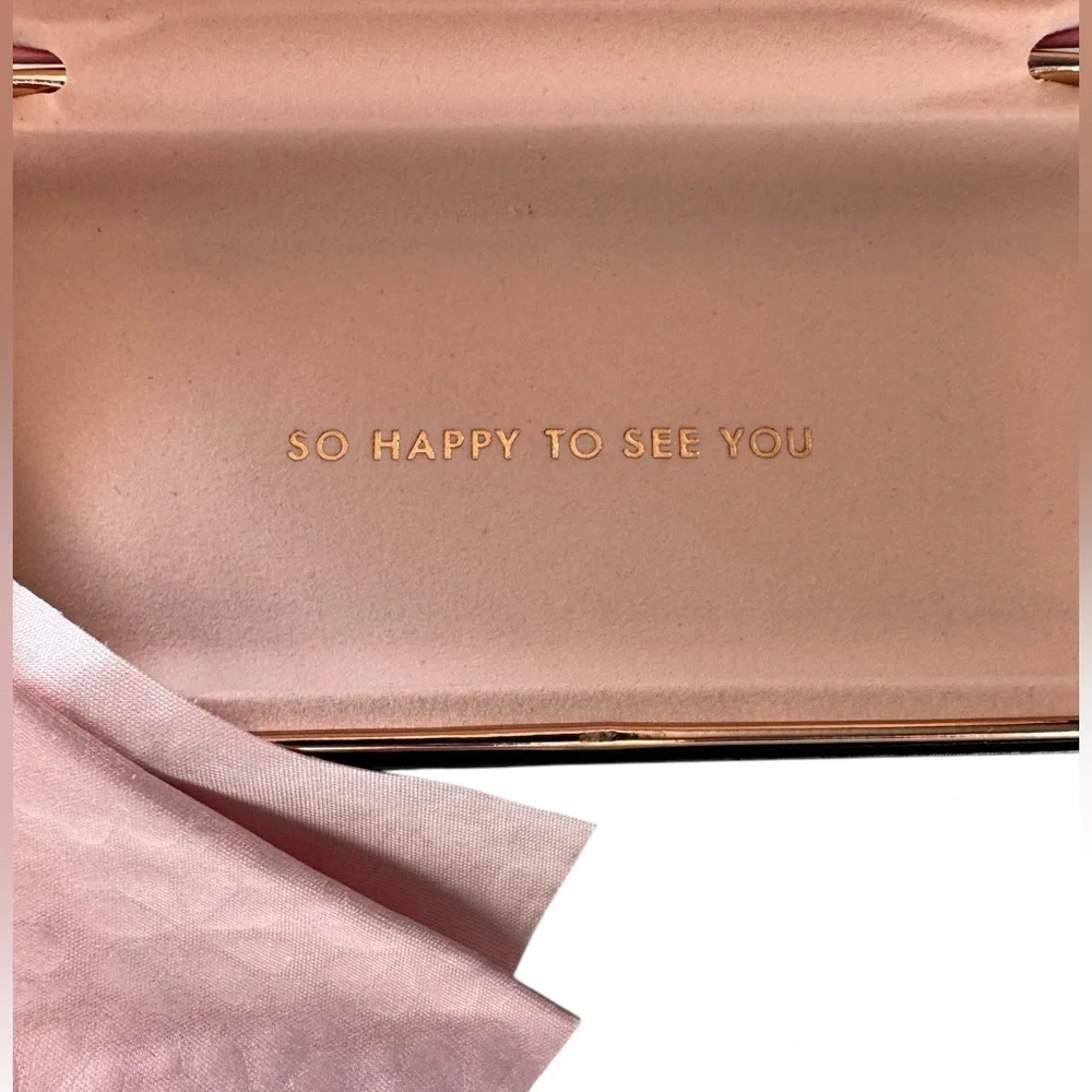 Kate Spade Pink and Green Hard Sunglasses Case with Cleaning Cloth